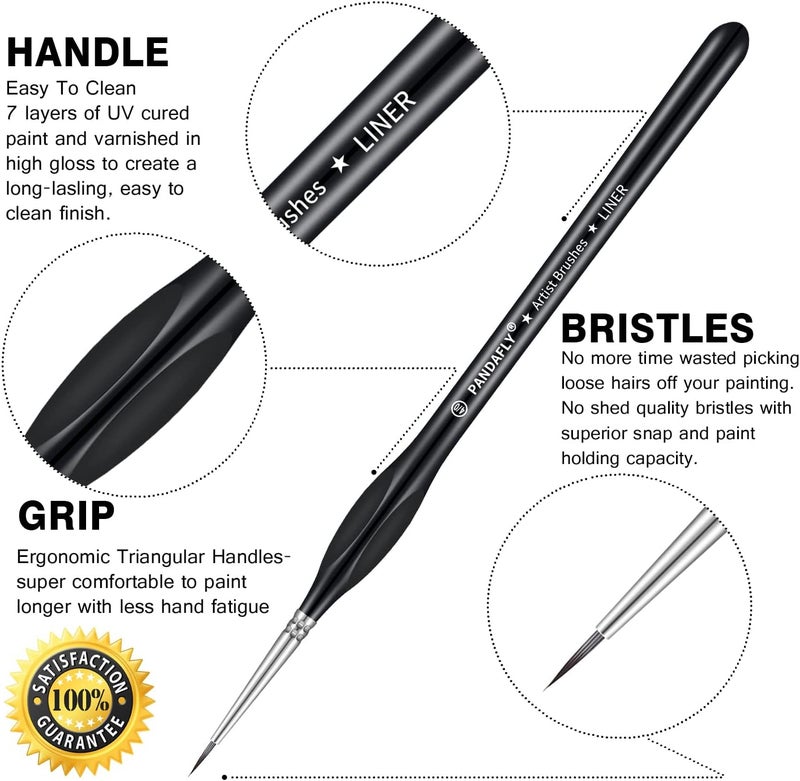 PANDAFLY Miniature Paint Brushes Drybrush Set, 12 Sizes Detail Paint Brush Set, Small Fine Detail Brushes for Acrylic, Watercolors, Oil, Paint by Number, Figurine - Image 2